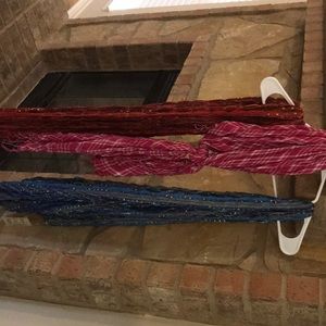 Red blue pink white scarves